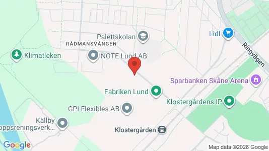 Industrilokaler att hyra i Lund - kort over placeringen