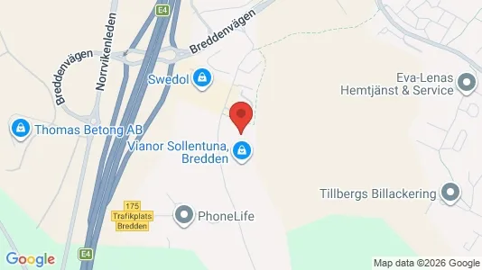 Industrilokaler att hyra i Sollentuna - kort over placeringen