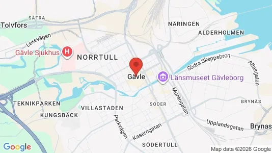 Industrilokaler att hyra i Gävle - kort over placeringen