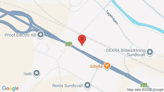 Industrilokaler att hyra i Sundsvall - kort over placeringen