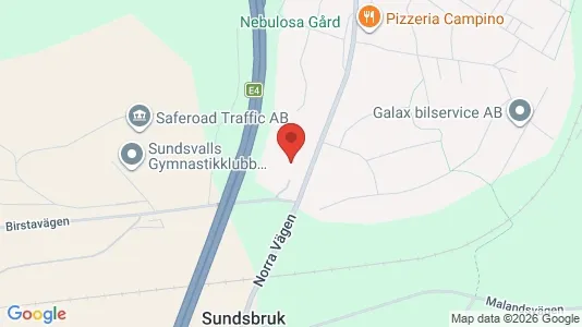 Industrilokaler att hyra i Sundsvall - kort over placeringen