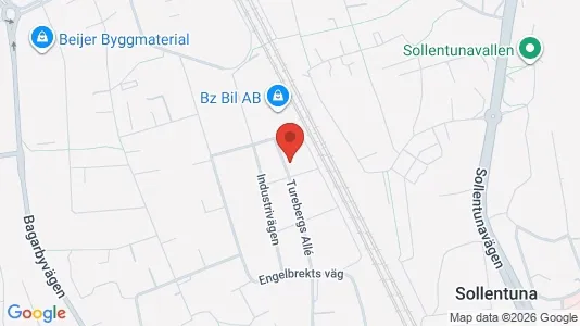 Industrilokaler att hyra i Sollentuna - kort over placeringen