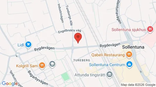Industrilokaler att hyra i Sollentuna - kort over placeringen