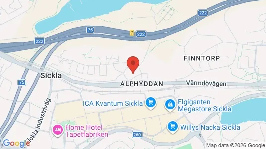 Industrilokaler att hyra i Nacka - kort over placeringen