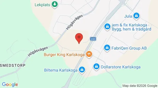 Industrilokaler att hyra i Karlskoga - kort over placeringen